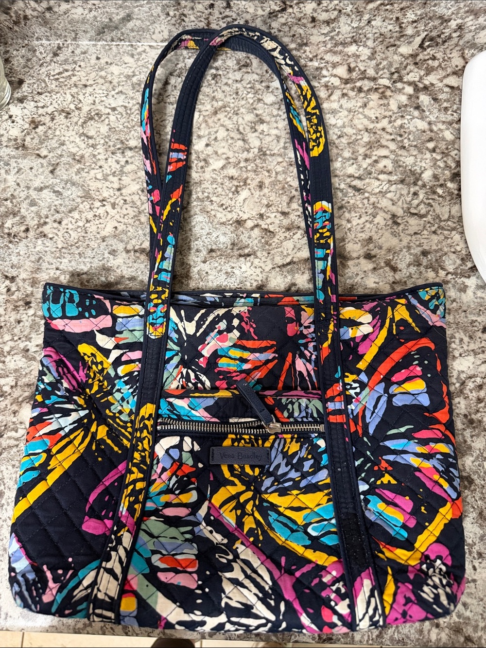 Vera Bradley Black Multicolor Quilted Tote